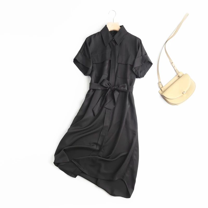 Withered 2021 Vestidos De Fiesta De NocEngland Style Office Lady Black Simple Fashion Summer Dress Women Vestidos Party Dress