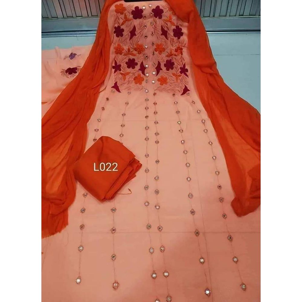 Indian Stylish Unstitched Georgette/Jorjet Salwar Kameez Three Piece Fashion For Women {3 Piece}