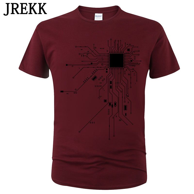 CPU Processor Circuit Diagram T Shirt Men Summer Cotton T-shirt Men's Funny Tops Fashion Tees Homme Brand Uni Clothes C99