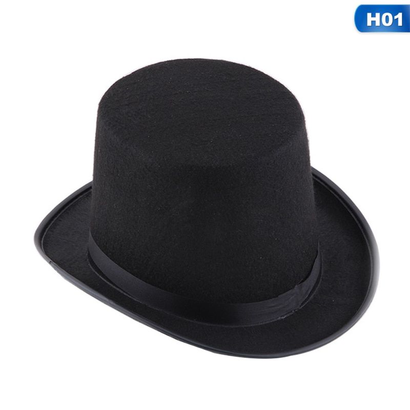 Black Hat Halloween Fancy Dress Props Magic Hat Cosplay Magician Jazz Hat