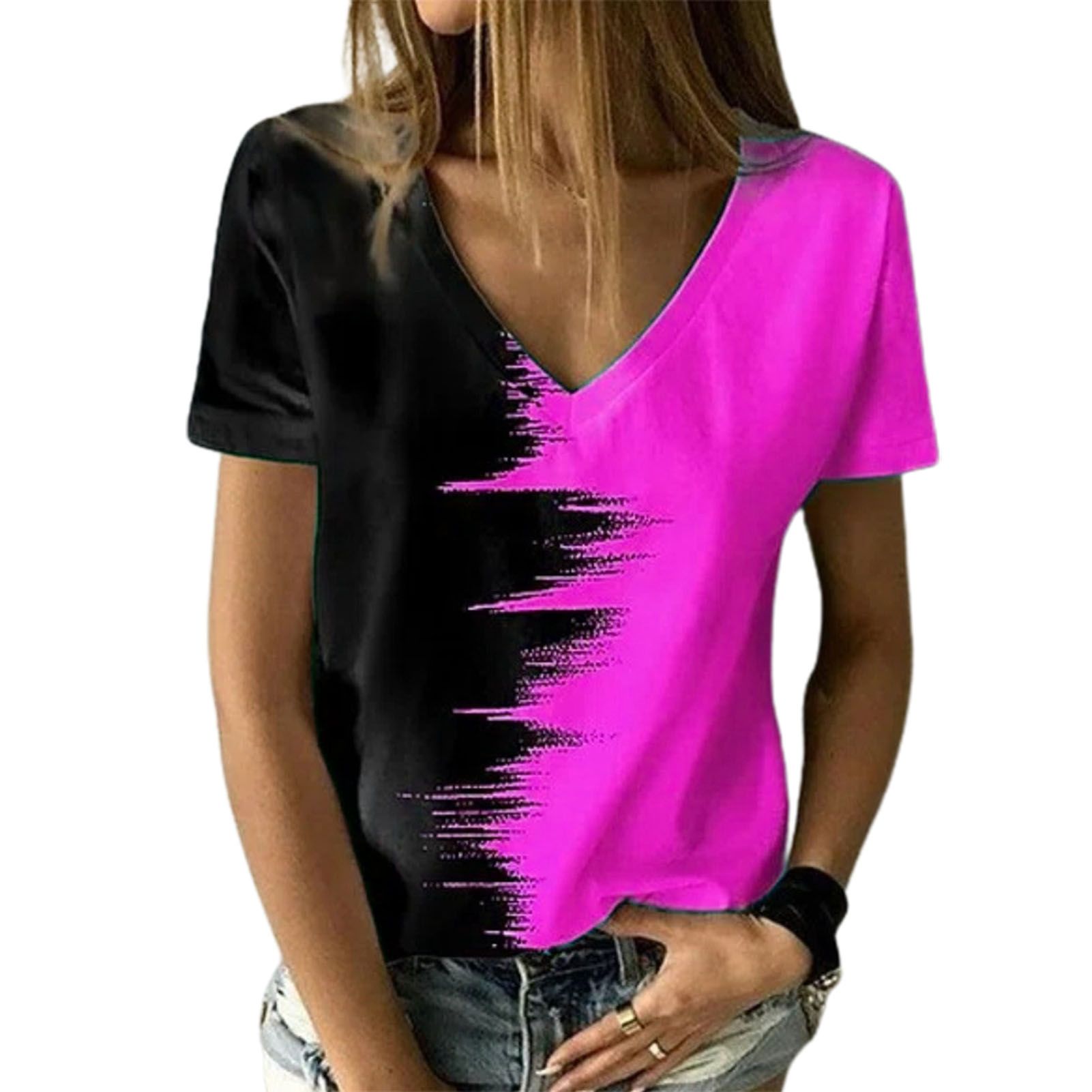 Female T-shirt V-Neck Abstrt 3D Printed Fashion Women T-shirt