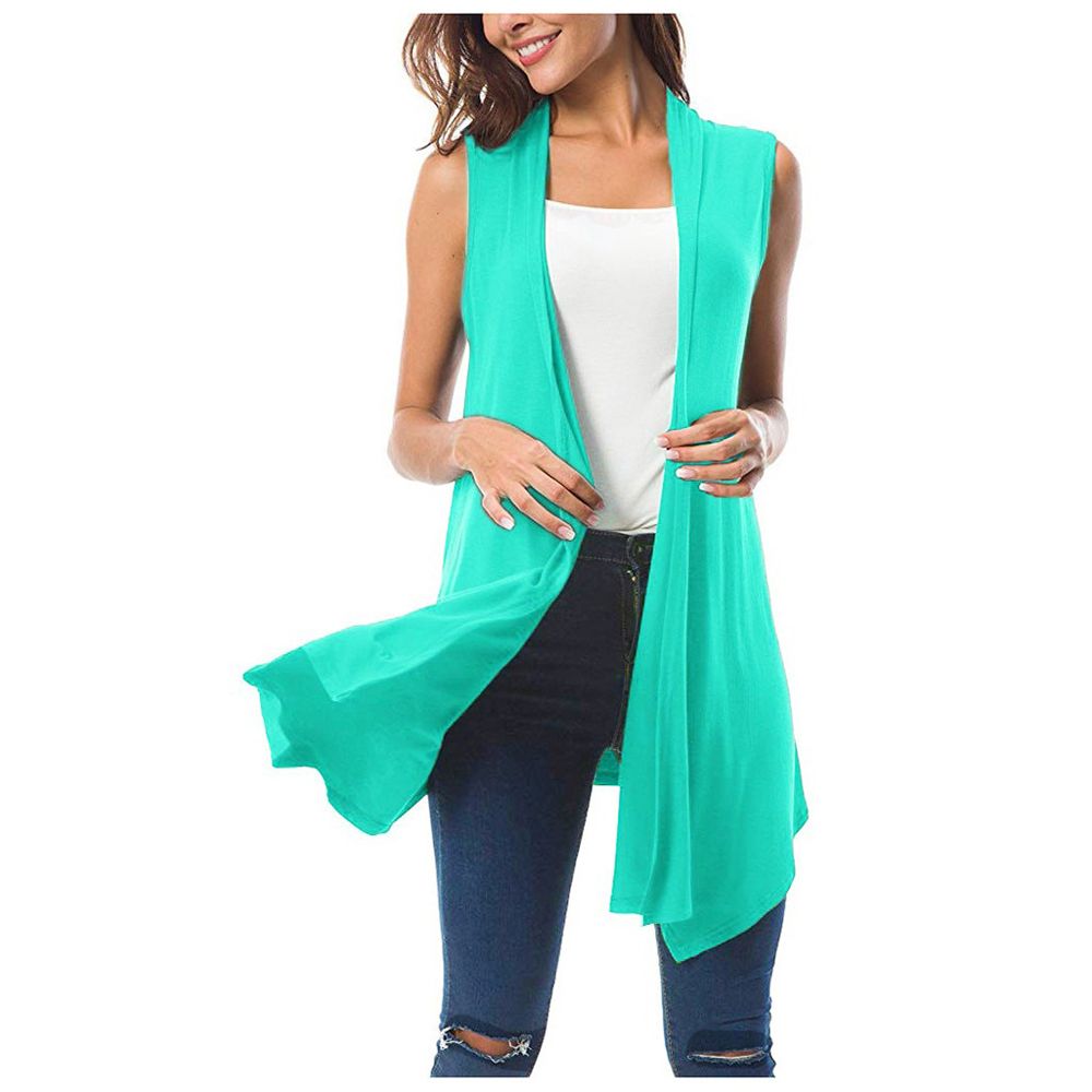 Women's Sleeveless Draped Open Front Cardigan Vest Asymmetric Hem Blouse Tops Long Vests Casual Sleeveless Draped Lightweight