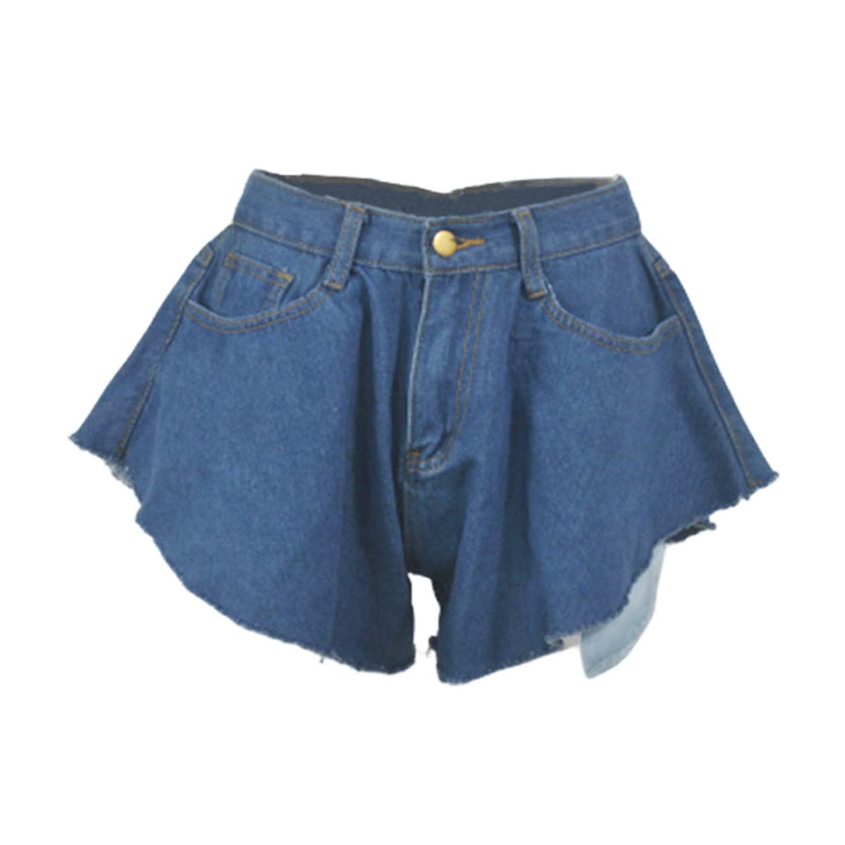 Women Short Denim Hot Pants,Simple Solid Color with Pockets Wide Leg Design Summer Clothing