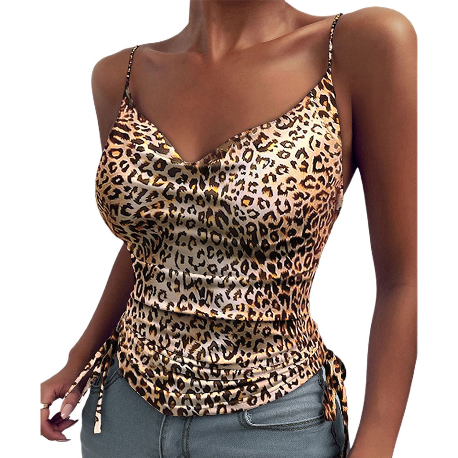 Strap Top Tie Belt Solid Color Strap Vest