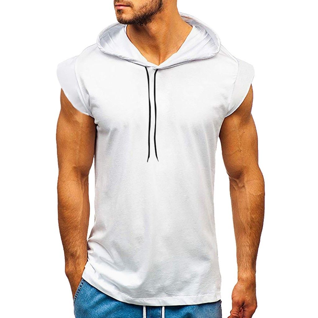 Men Hoodies Muscle Guys Bodybuilding TaTops Srt Hoodies TaTops Fitness Men Gym Clothing Sleeveless Shirts With Hoodie