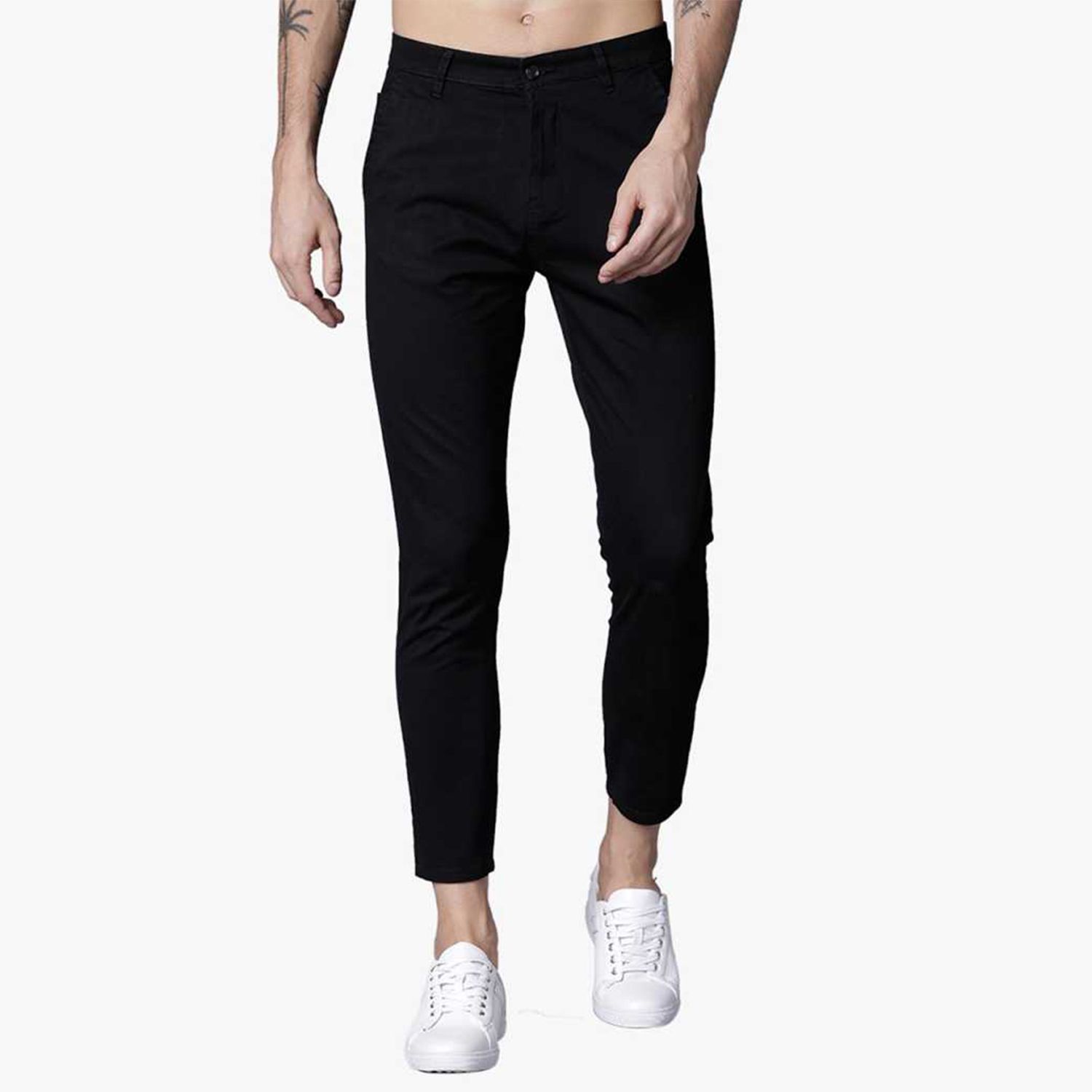 Slim-Fit Chino Gabardine Pants -Black