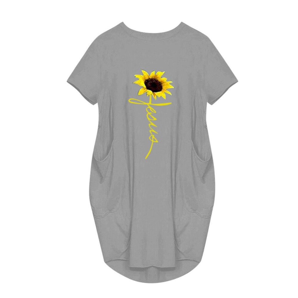 Womens Jumper Ladies Retro Dress Oversized Baggy Short Sleeve Pocket Pullover Mini Dresses Plus Size Dresses Embroidery Dress