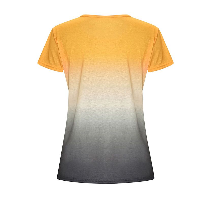 Women's Short Sleeve T-Shirt, Irish Festival Clover Letter Printed Pullover, Ladies Gradient Color Summer Tops