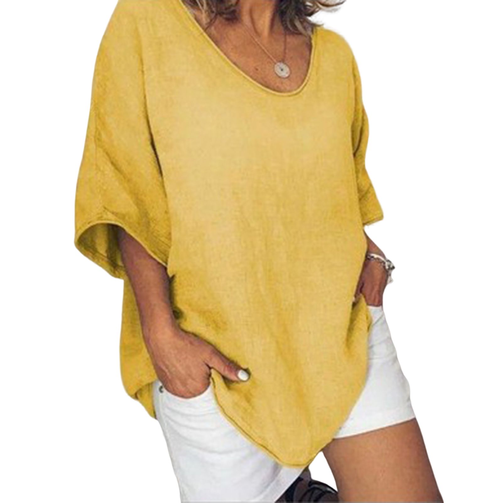 Women T-shirt Loose-fitting Half Sleeve Reld-Fit Blouse