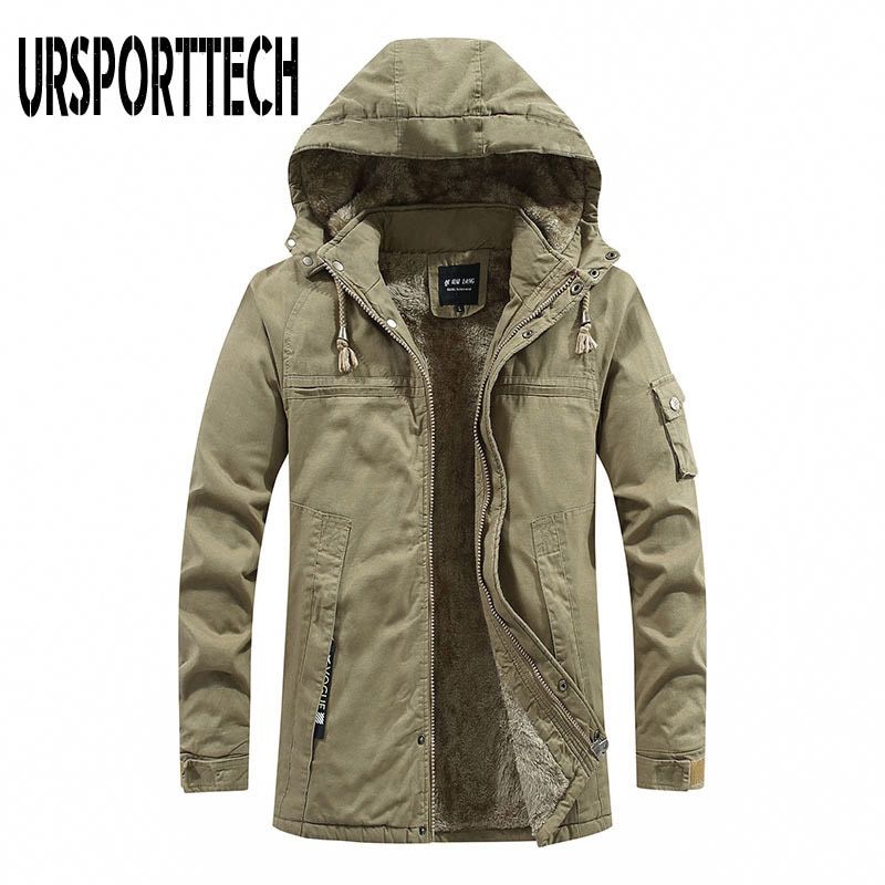 URSPORTTECH Winter Jacket Men Parkas Casual Warm Men Parka Coat Military Windproof Hooded Jackets Windbreaker Men Coats