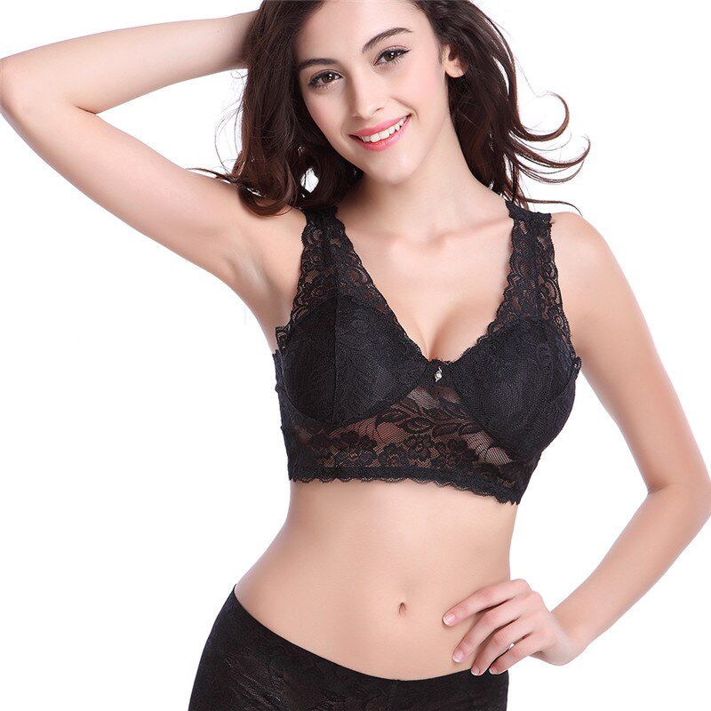 Women Lingerie  Bra Lace Top Plus Size Bralette Stretch Full Cup Cotton Bra Crop Top Wireless Padded Seamless Bra