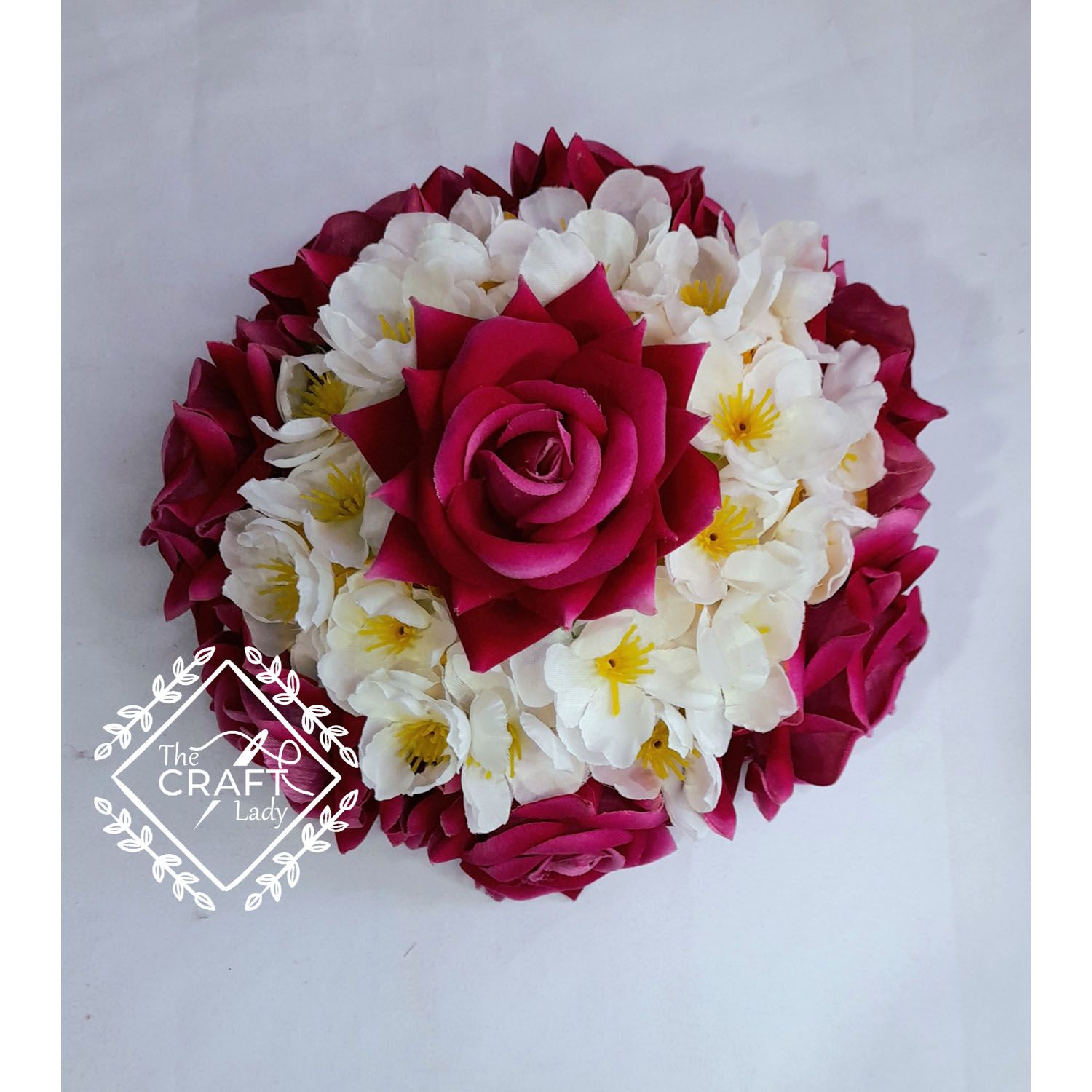 Artificial Velvet Rose Flower Bridal or None Bridal Khopa For Women and Girls