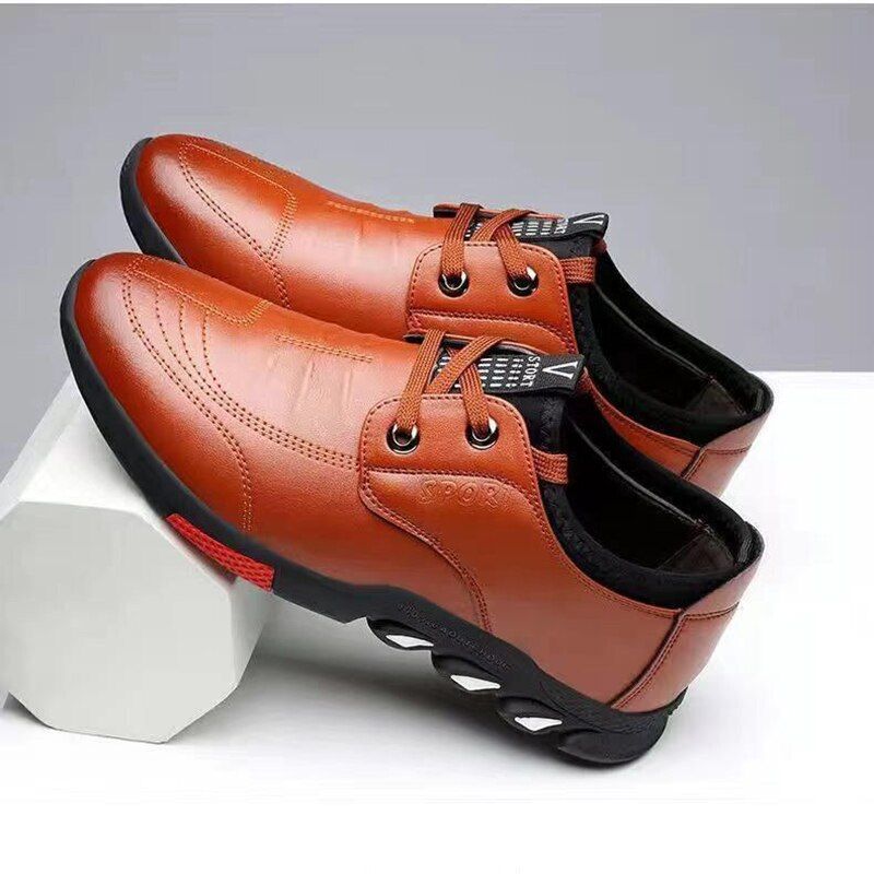Men Leather Shoes Breathable Casual Shoes Business Formal Dress Shoes Slip-On Male Loafers Single Shoe Ztillas De Hombre