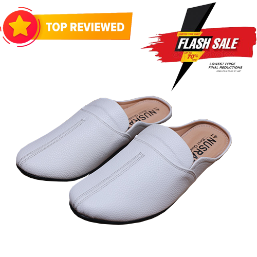 New Fashion Summer Leather Stylish Tiger Pattern Special Sole Beach half shoes Slippers - White