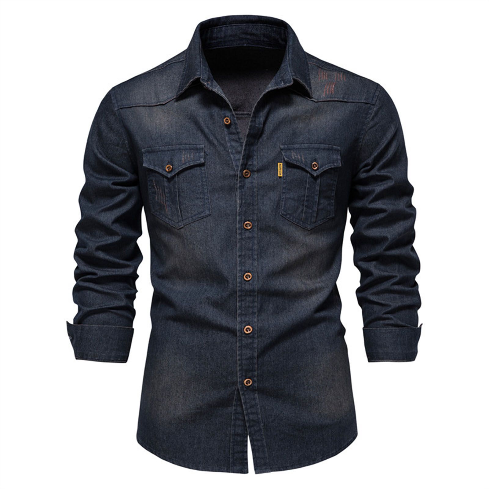 Sunnyheart Button Down Shirt Solid Color Single ed Flap Pocket Shirt