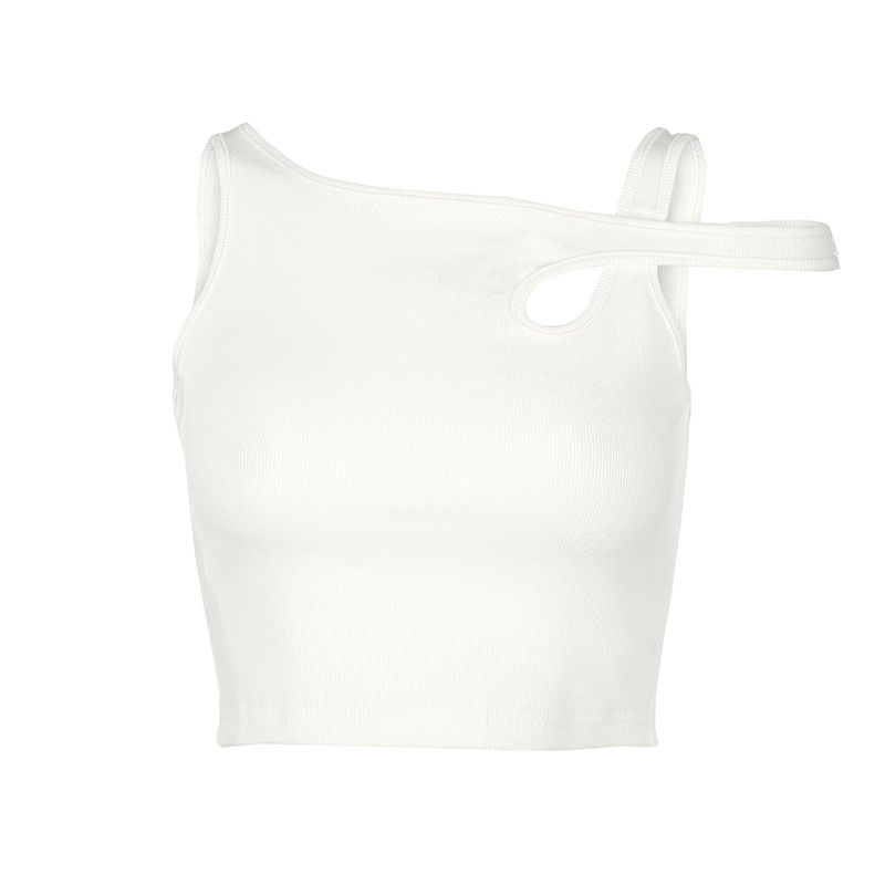 Trend Women Summer Plain Crop Tops Hollow Out Ladies White Vest Tank Casual Skinny New Sun-tops Streetwear