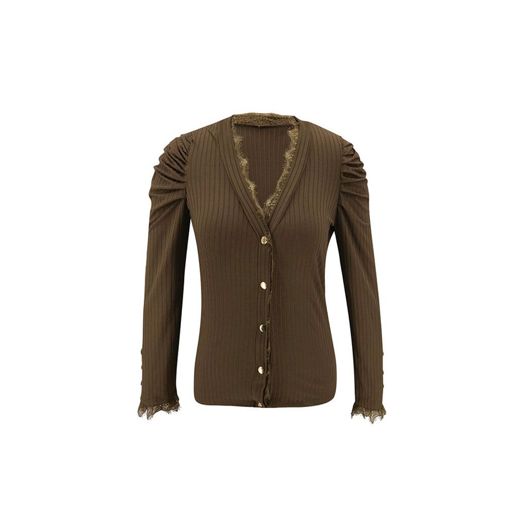 New Tops for Women Beautiful and Fashionable Simple and  Style Pure Color without Pattern V-Shaped C
