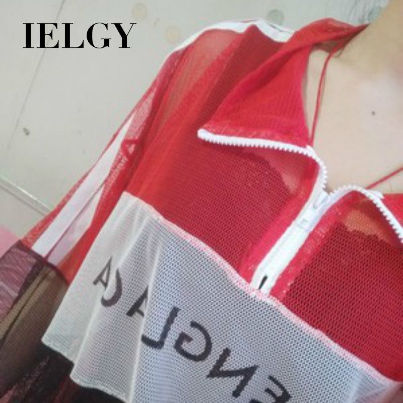 IELGY sun protection clothing women's jacket summer Korean style trendy loose bf hollow mesh stitching casual breathable thin section