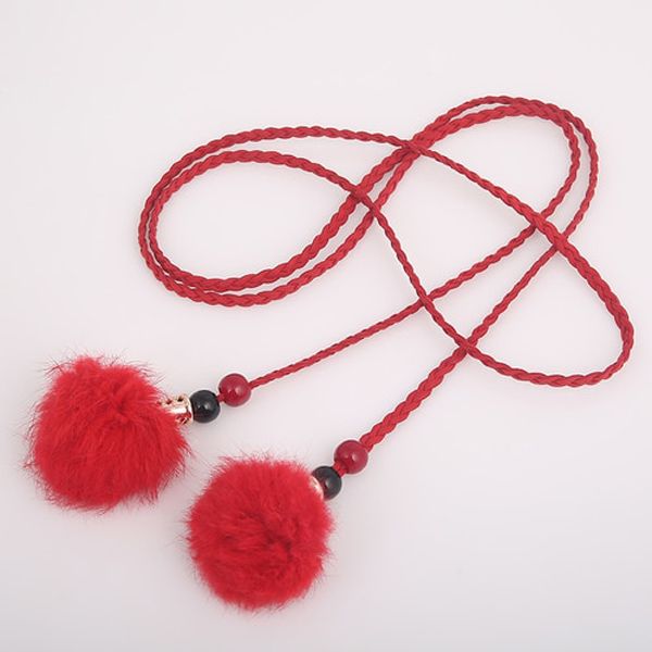 Belts Women Hair Ball Thin Elegant Kawaii Womens Waist Belt All-match Korean Style Girls Knitted String Fashion Females Vintage