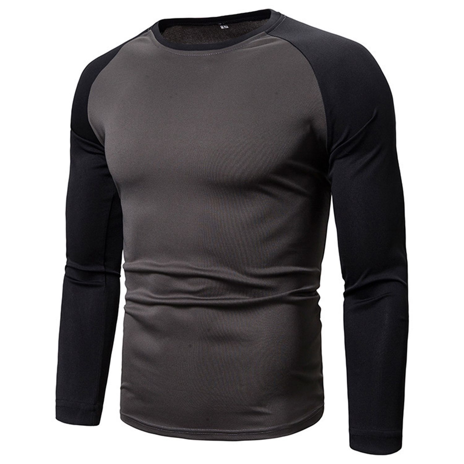 Men T-shirt All Match Crew Neck Splicing Stitching T-shirt