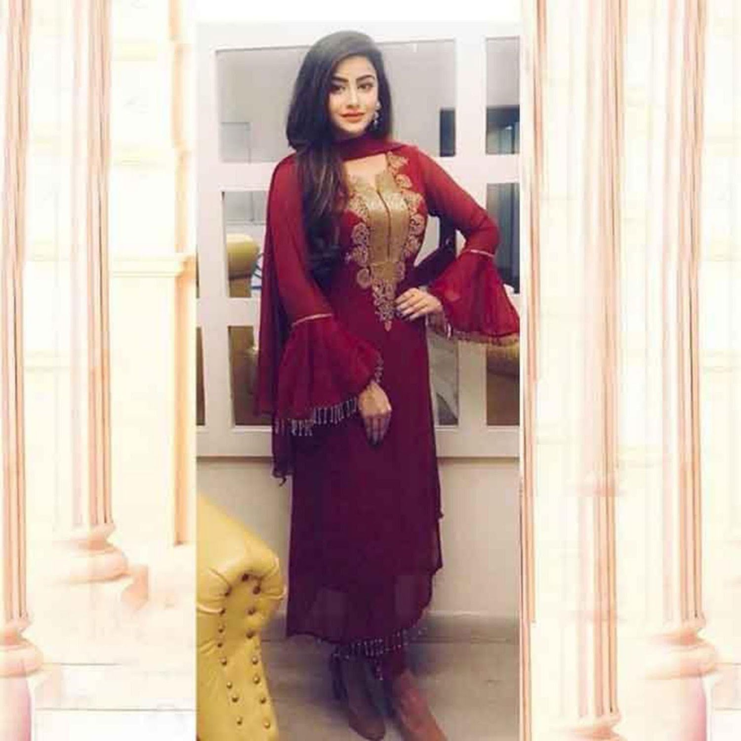 Exclusive Maroon Unstitched Salwar Kameez For Women