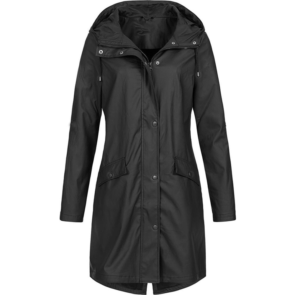 Women Hiking Clothes Raincoat Lady Windbreaker Solid Color Trench Coat Hooded Outerwear Spring Female Mountains Overcoat