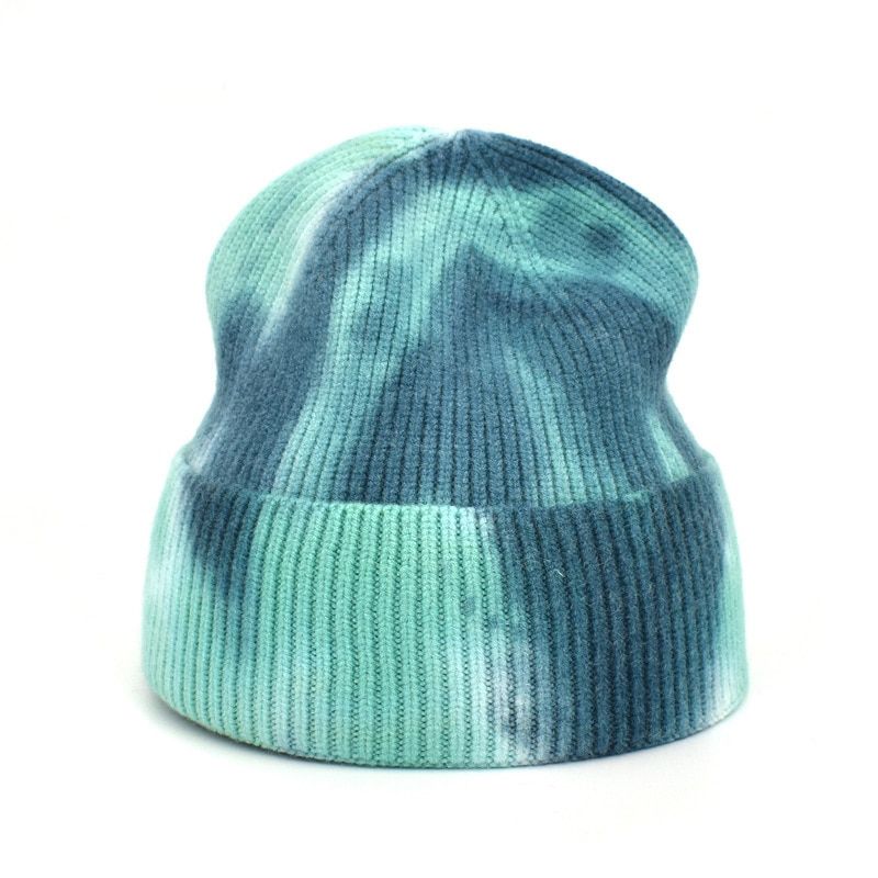 WZCX Tie Dye  Hop Uni Spring Autumn Outdoor Beanie Keep Warm Elasticity Personality Knitted Hat Ski Cap