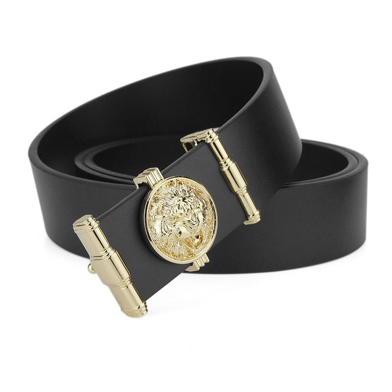 2019 Fashion Lion Golden buckle High Quality belts mens leather Boy belt homme male Waistband