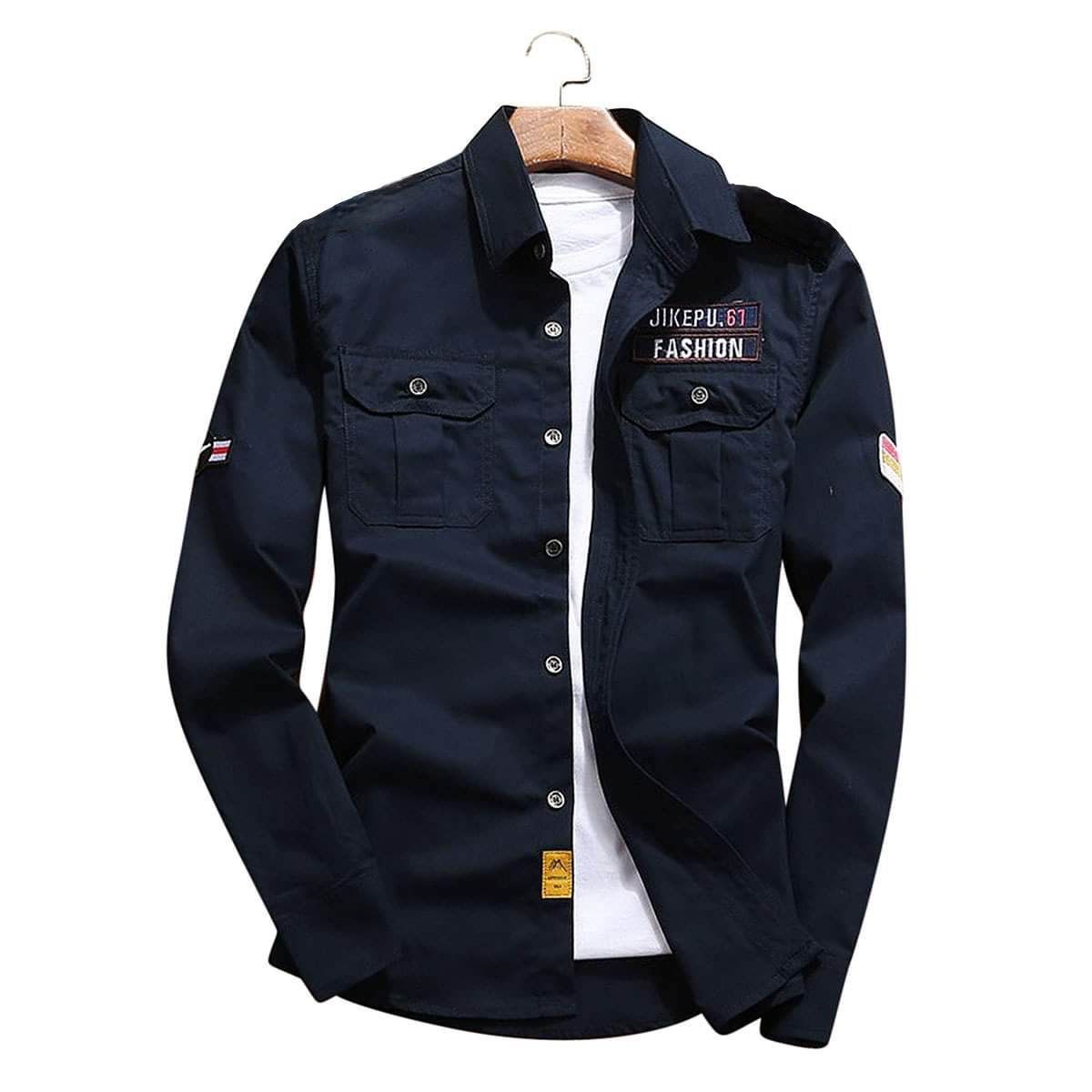 Men`s Cotton NavyBlue Colour Casual Full Sleeve Shirt by PONNO BAZAAR