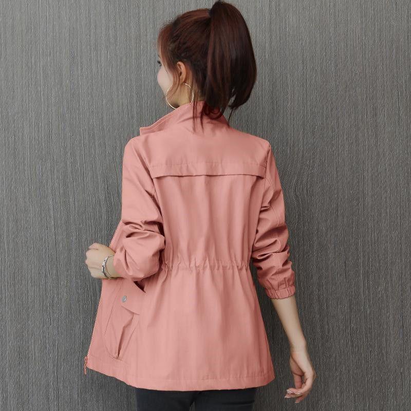 Double Layer Women Windbreaker New Spring Autumn Short Coat Fashion Plus Size 3XL Stand-up Collar Ladies Jacket Lining 692