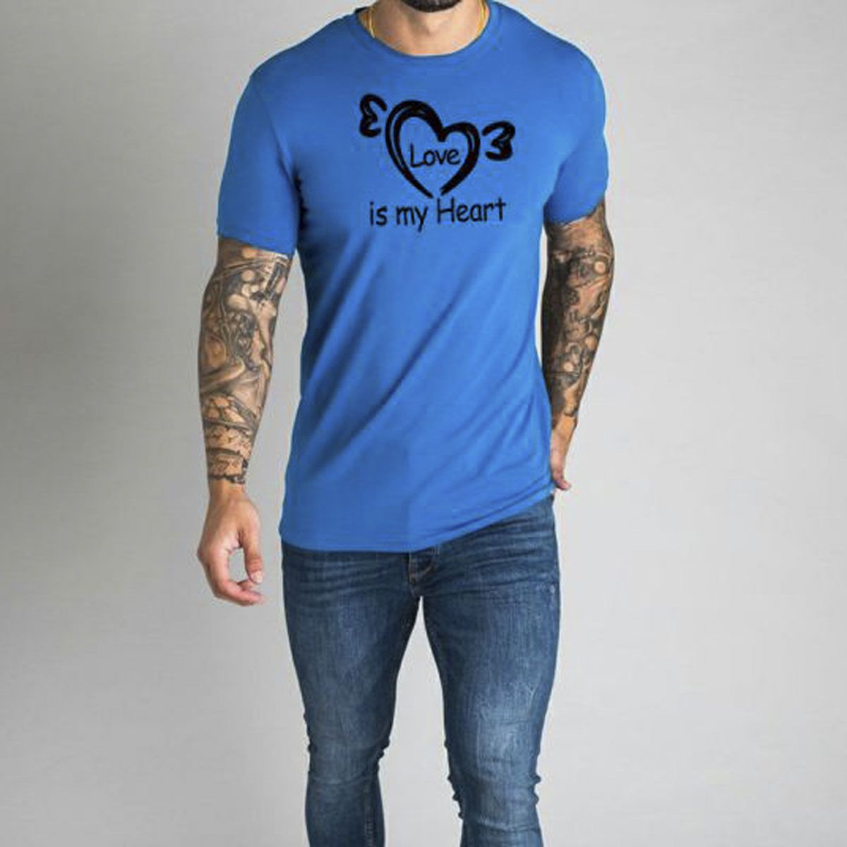 BlueLove Is my Heart Printed Slim fit T-Shirt for Man