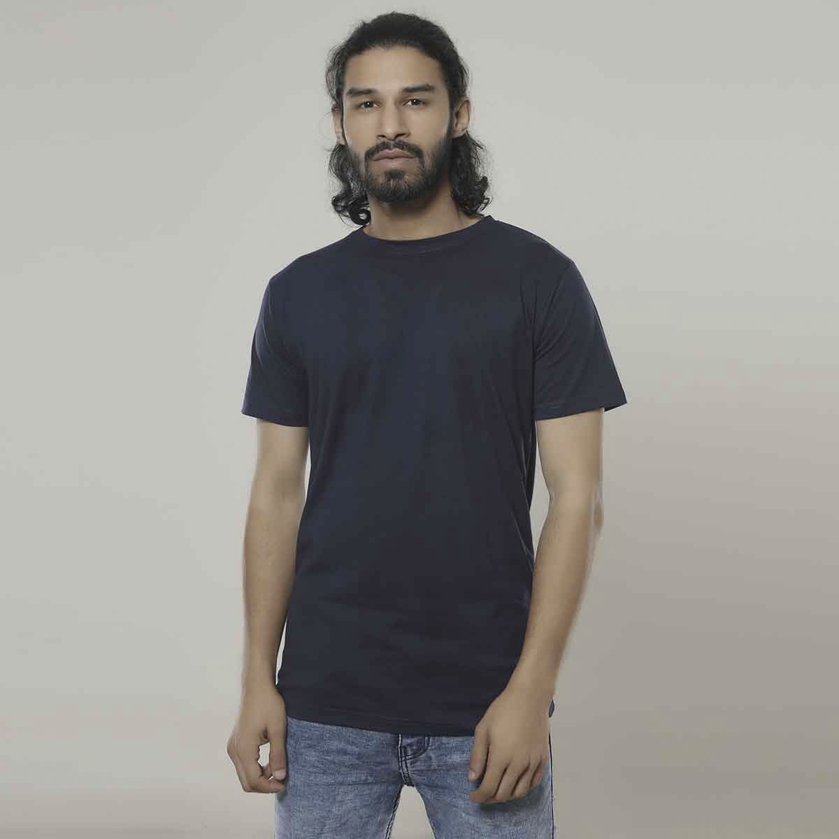 Dark Blue Colour Short Sleeve T-Shirt For Men