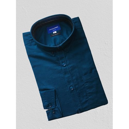 Solid Cotton Long Sleeve Casual Shirt for Men