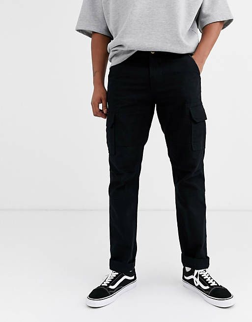 Black Twill Cargo/Mobile Pant For Men