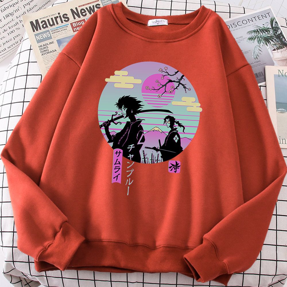 Samurai Chillhop Harajuku Prints Hoody Men's Harajuku Loose Pullover Oversized Hoody Street Fashion Loose Sweatshirts Male