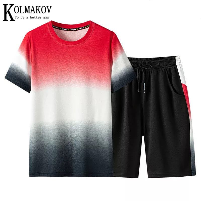 Exclusive summer Black&Red T-shirt & 2 Quarter Pants  For Men - T Shirt For Man
