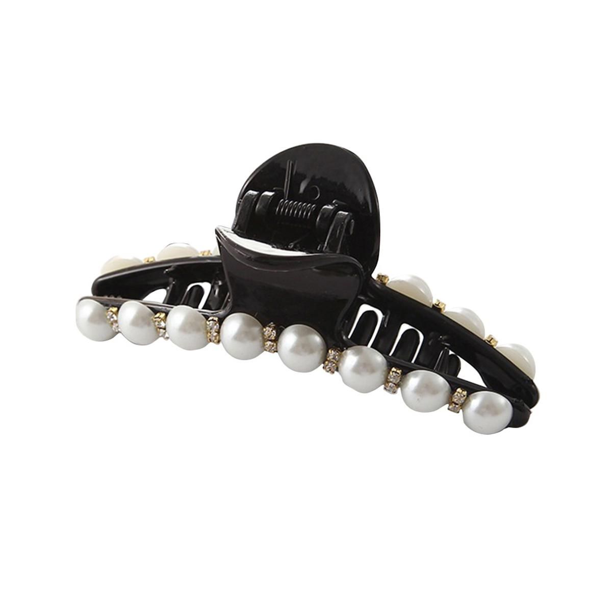 White Faux Pearl Rhinestone Decoration Headdress Hairpin Women Fashion Hair Claw