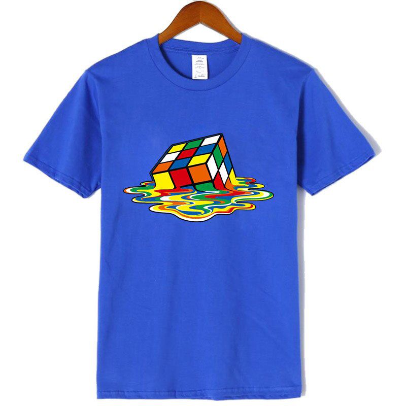 New Men's Casual High Quality100%Cotton Short Sleeve T-Shirt Magic square printing o-neck t-shirt casual  hop t-shirt for men