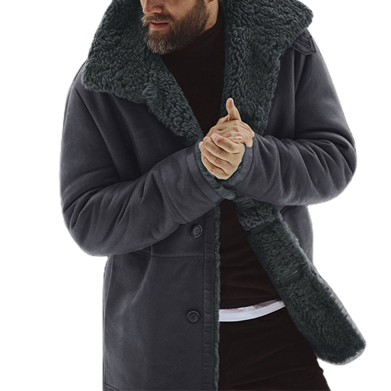 Winter Coat Thickened Button Closure Men Winter Jacket