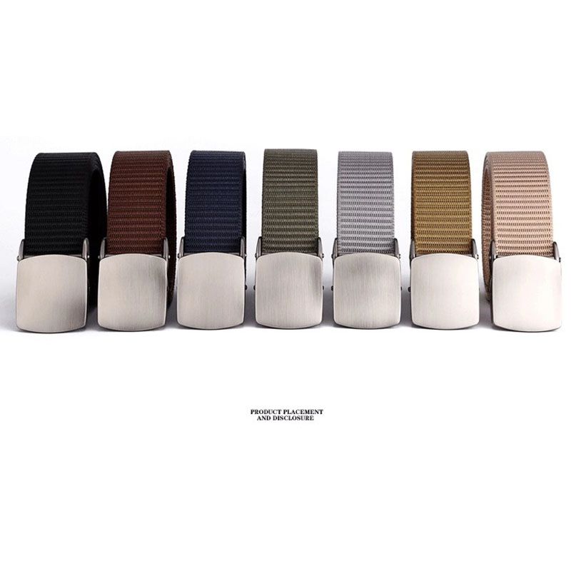 High QualityFashion Male Black Nylon Belt Outdoor Metal Automatic Buckle Canvas Belts Casual Pants Cool Wild luxury Waist Belts (F1)
