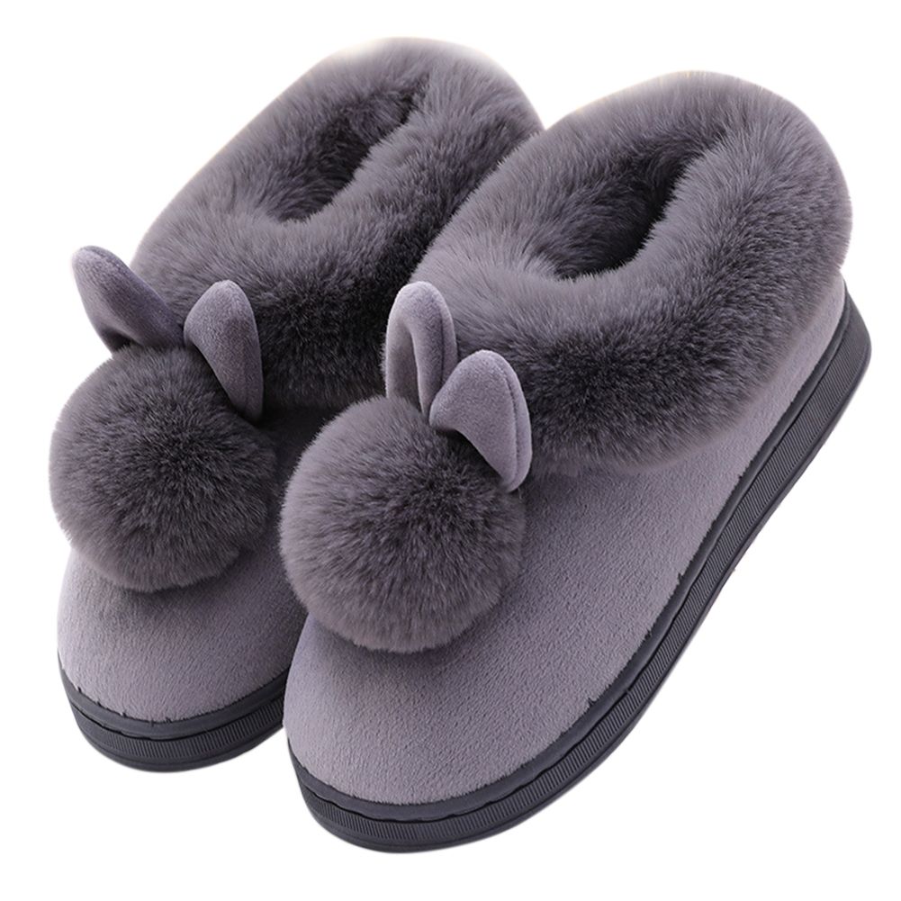 Yfashion Women Warm Slippers Rabbit-shaped Long Ear Comfort Non-slip Autumn Winter Thick Sole Indoor House Shoes color