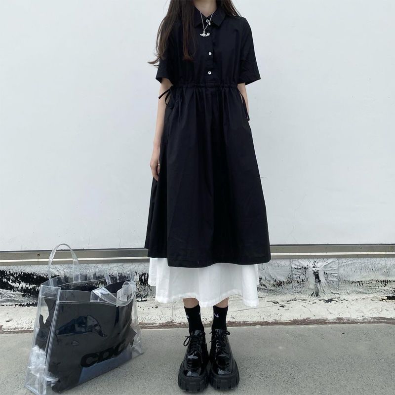 Street Japanese Lolita Dress Womens Dresses Springm Autumn Women Longm Midi Dress Kawaii Dress Vintagme Black Chic Dress Xxl