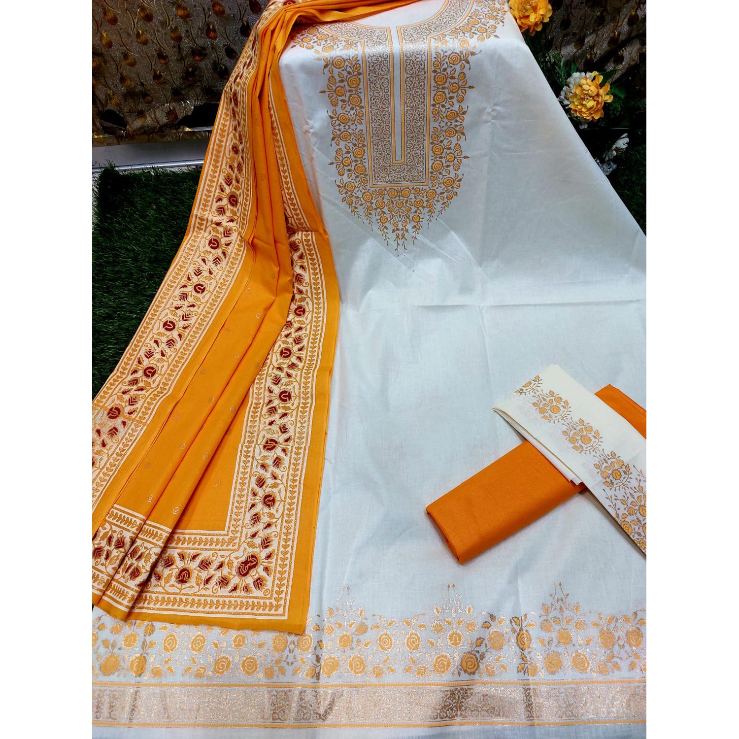 Exclusive Aarong cottton semi-stitched three pice(3pice) For Women