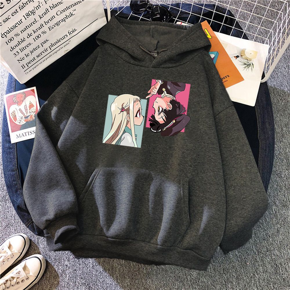Jibaku Shounen Hanako kun Harajuku Prints Hoody For Men Creativity Print Sportswears Pocket Fleece Clothes Loose Warm Pullover