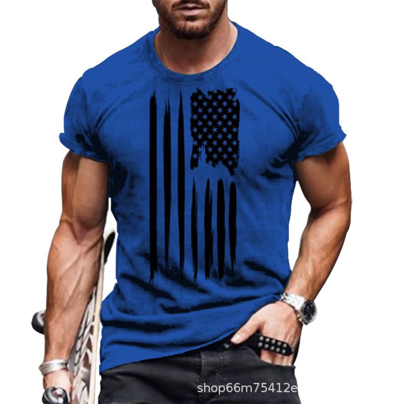 Fashion O-Neck Men's Oversized T-Shirt Summer Short-Sleeved 3D Flag Printed Sports Fitness Shirt Loose And Breathable Streetwear
