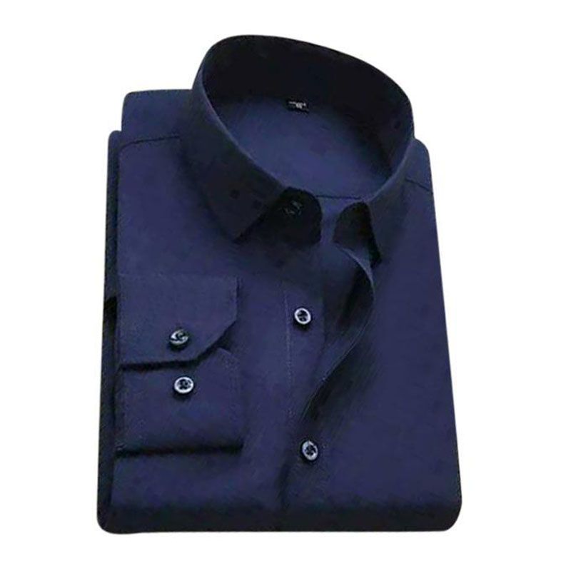 Navy Blue Torry Cotton Formal Long Sleeve Shirt For Men