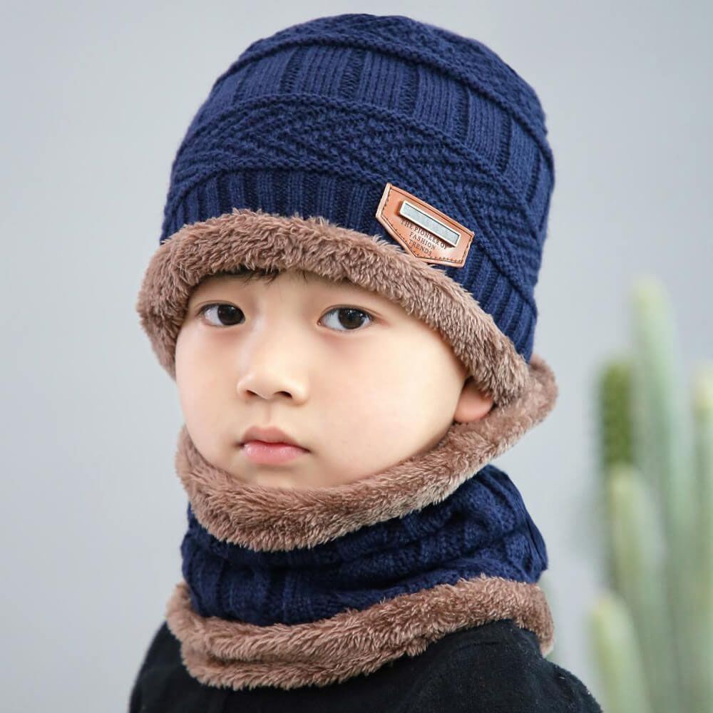 UGLY-FISH-Cap Winter-Hat-And-Neck-Warmer-For-Men-Knit-Hat-Skullies-Beanies