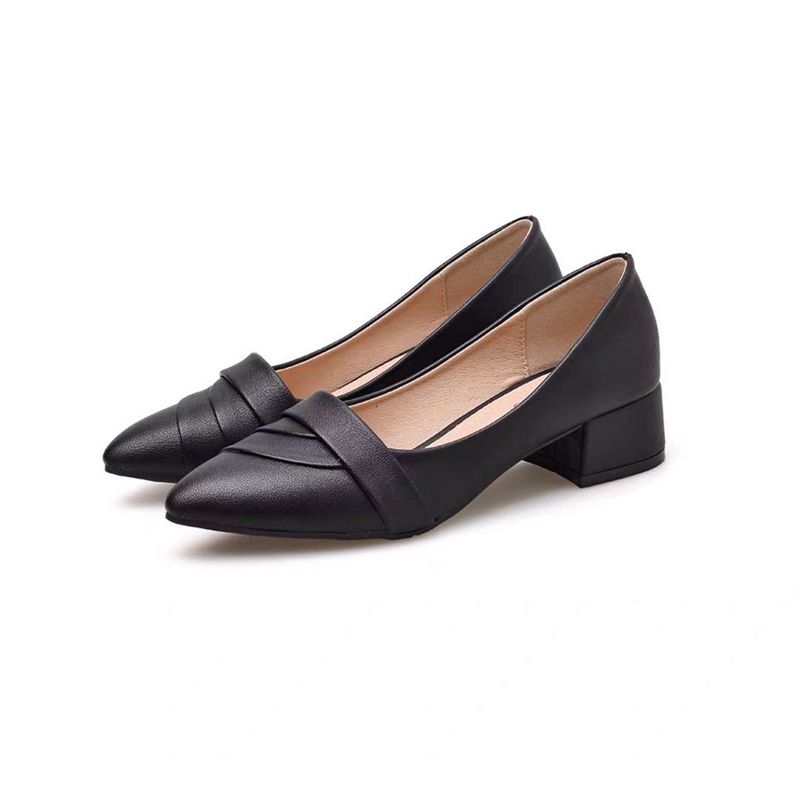 women cute beige square heel pumps for office lady classic black spring high heel shoes a6189