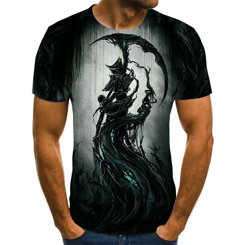 Skull Reaper Men's T-shirt Men's Horror 3DT-Shirts Summer Fashion Tops O-Neck Shirt Boy Clothing Large Size Street Clothing