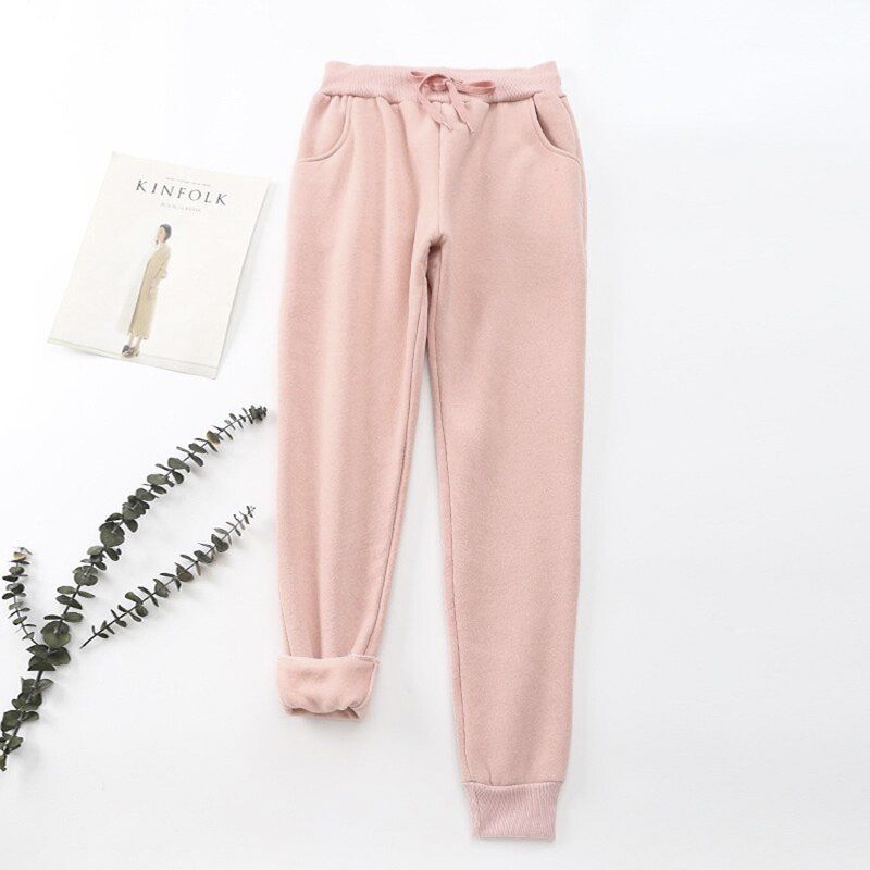 Autumn Gym Sweatpants Women Workout Fleece Trousers Solid Velvet Warm Winter Sport Pants Running Pantalones Mujer